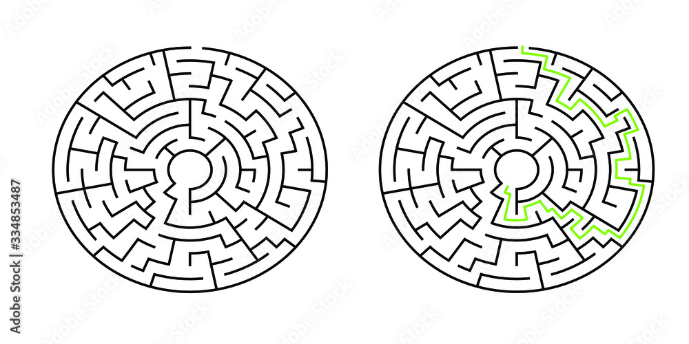 8-corridor wide circular maze with solution 8-corridor wide circular maze with solution