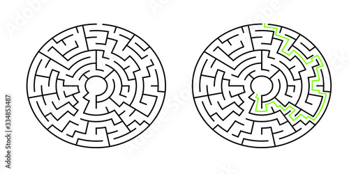 8-corridor wide circular maze with solution