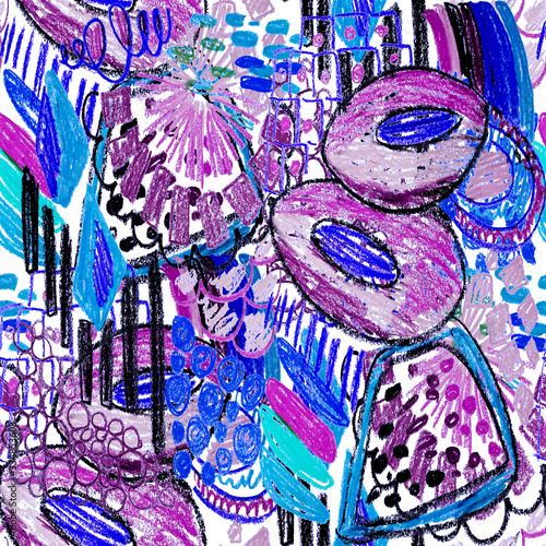 Creative seamless pattern with beautiful bright abstract elements. Colorful t...