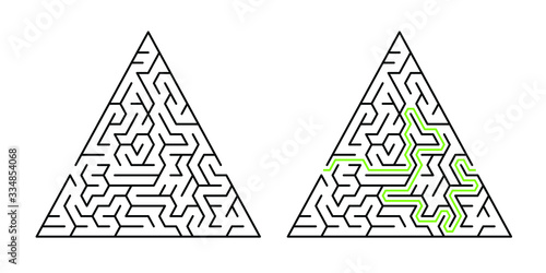 20-cell-wide triangular maze with solution