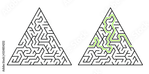20-cell-wide triangular maze with solution