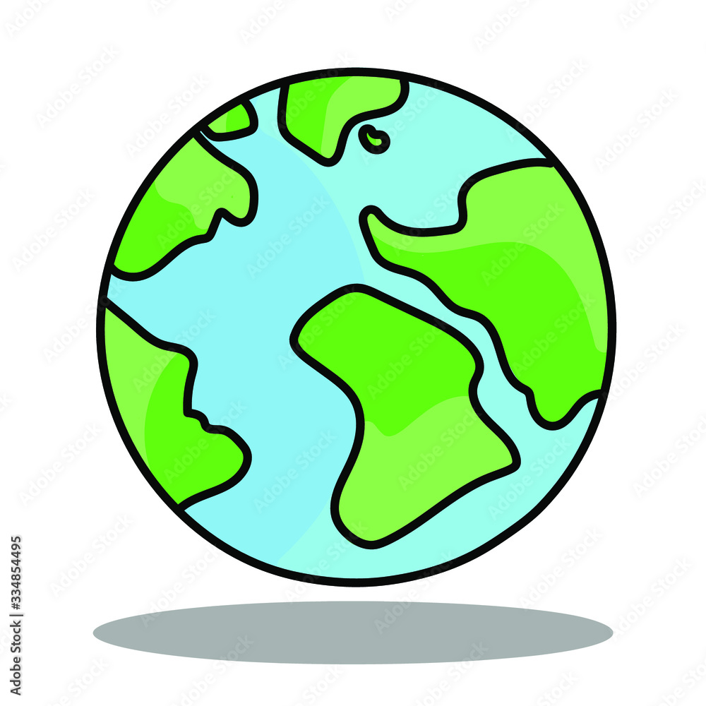 Cartoon planet earth. Isolated earth on a white background with shadow. Earth Day Vector April 22 Cartoon planet earth. Isolated earth on a white background with shadow. Earth Day Vector April 22