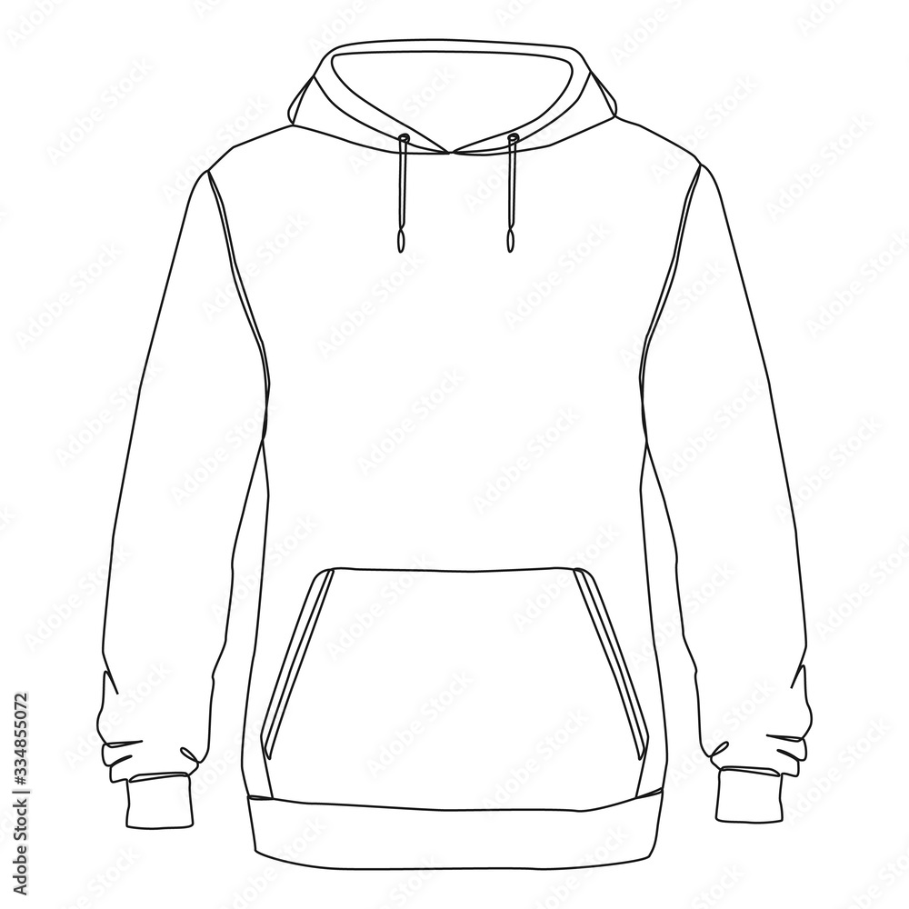 Hoodie one line drawing on white isolated background. Vector illustration  Stock Vector | Adobe Stock