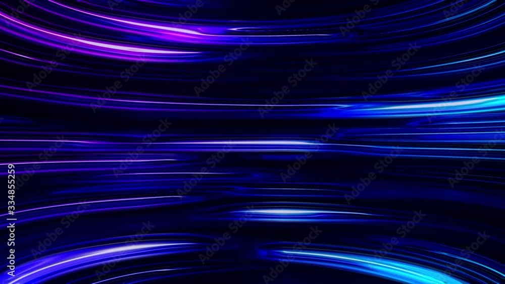 Horizontal liquid neon lines shimmer in a smooth bend. Abstract computer generated background, 3d rendering Horizontal liquid neon lines shimmer in a smooth bend. Abstract computer generated background, 3d rendering