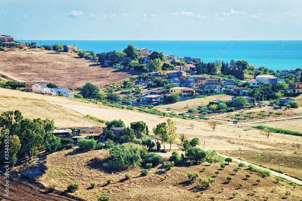 Landscape and Mediterranean Sea in Agrigento Sicily island