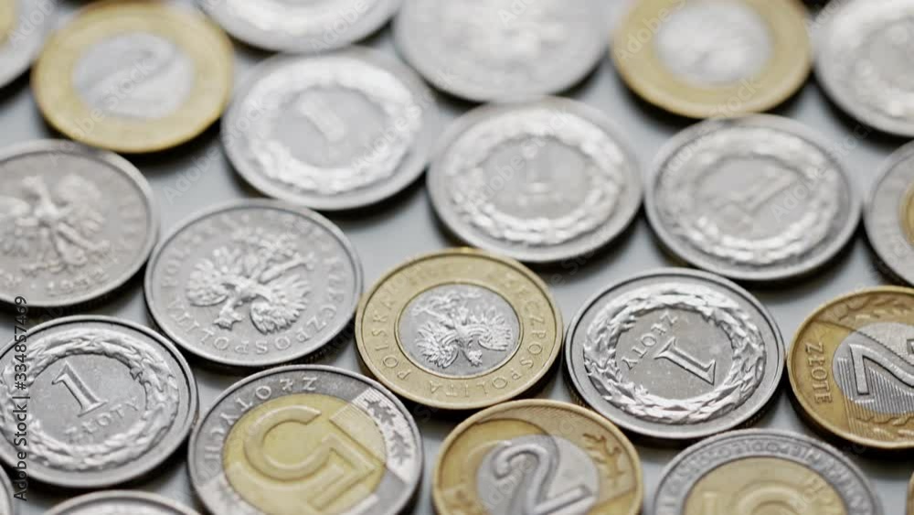 Polish currency coins close up with blurred background Polish currency coins close up with blurred background