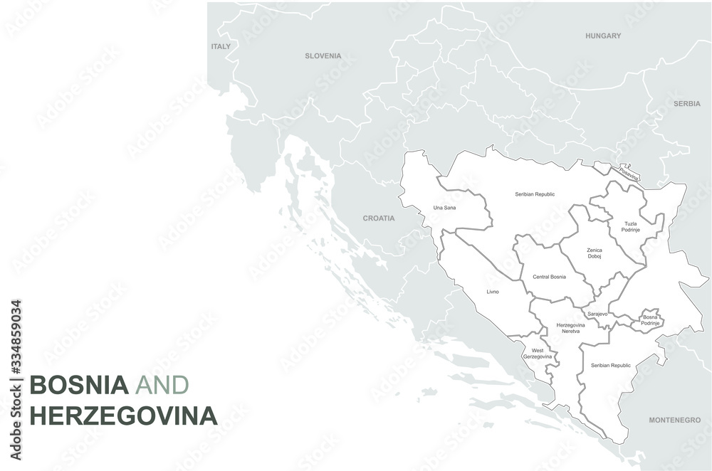 bosnia map in european country . bosnia and herzegovina vector map.