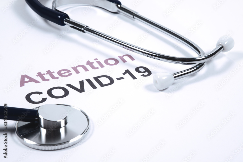 Attention COVID-19 text. Concept idea of quarantine for novel coronavirus or COVID-19 pandemic Attention COVID-19 text. Concept idea of quarantine for novel coronavirus or COVID-19 pandemic