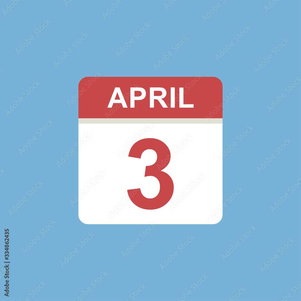 calendar - April 3 icon illustration isolated vector sign symbol calendar - April 3 icon illustration isolated vector sign symbol