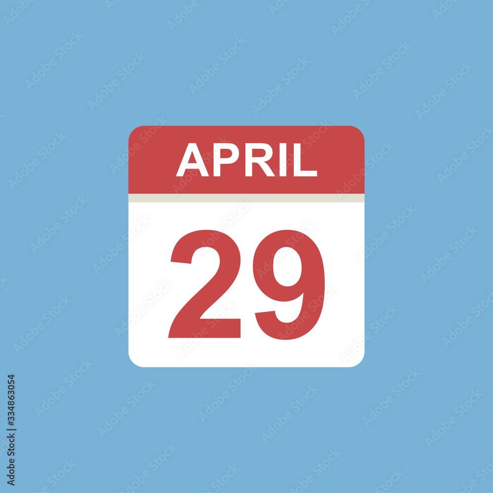 calendar April 29 icon illustration isolated vector sign symbol