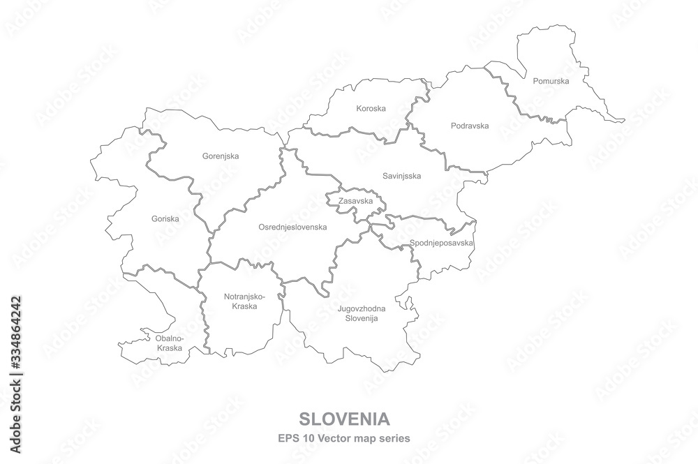 slovenia map. vector map of slovenia in balkans country. 
