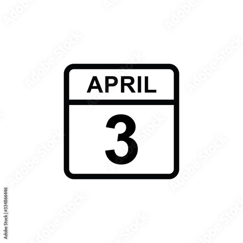 calendar - April 3 icon illustration isolated vector sign symbol