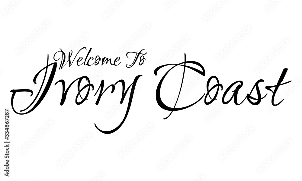 Welcome To Ivory Coast Creative Cursive Grungy Typographic Text on White Background
