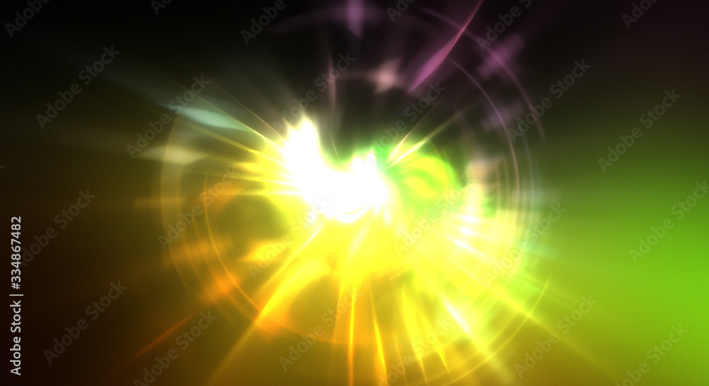 Obraz premium Dynamic moving burst of light. Beautiful shinning background of colorful lights. Vibrant energy display of a star with glowing light rays and particles.