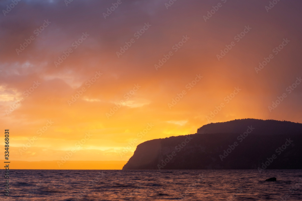 Lake Taupo Cliffs Mountains Sunset North Island New Zealand