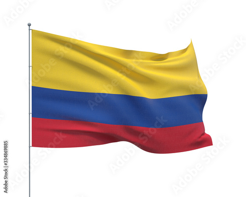 Free Download Waving flags of the world - flag  of Colombia.  Isolated on WHITE background 3D illustration. - GFXLoad
