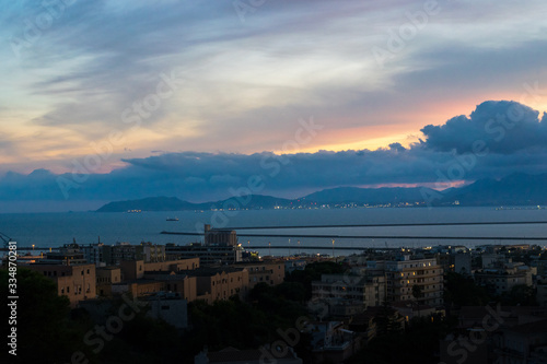 Sunset over the port of Cagliari 