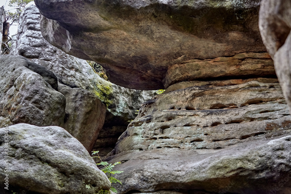 Errant Rocks (Błędne Skały) - a series of gorges, crevices, cracks, shelters and small caves, formed by erosion located in the Table Mountains National Park, Poland