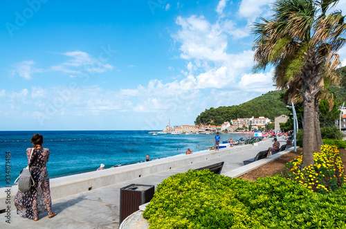 Petrovac promenade, Adriatic sea , Montenrgro photo