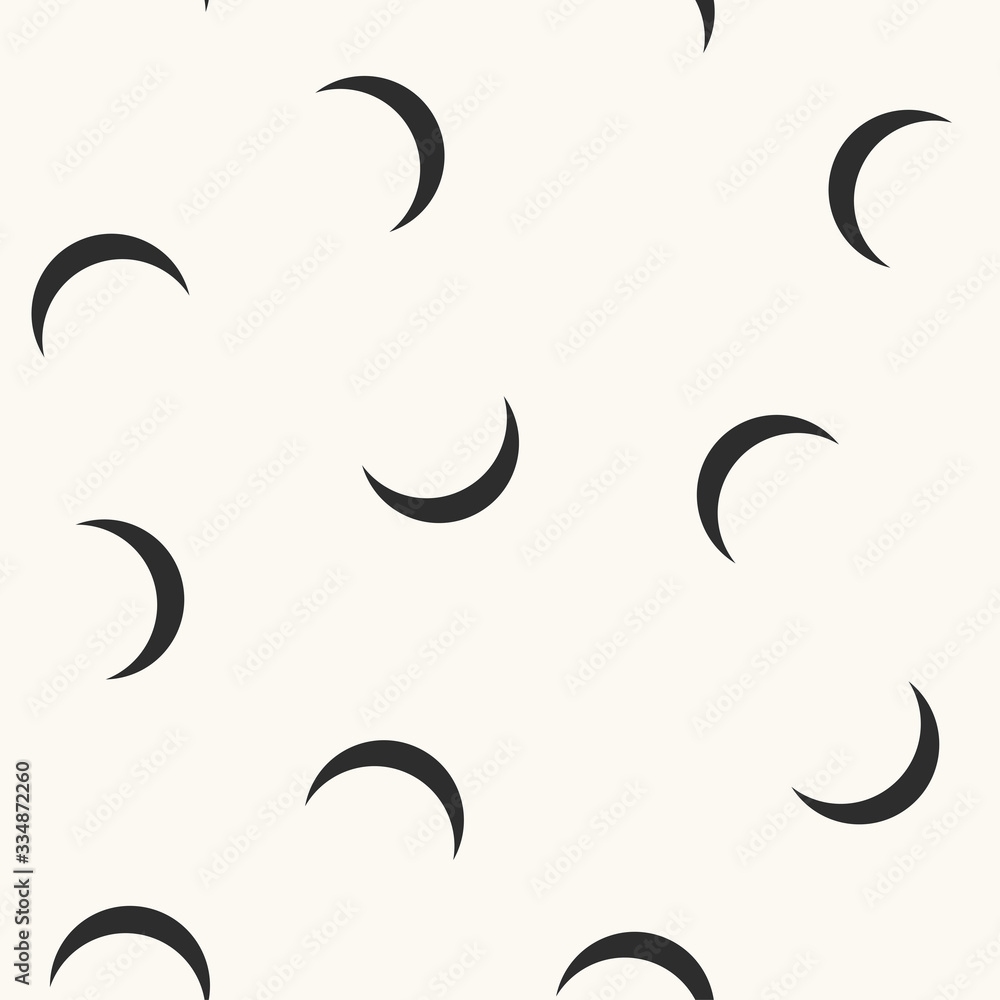 Seamless trendy feshion pattern with black moons. Vector simple minimalistic background Seamless trendy feshion pattern with black moons. Vector simple minimalistic background