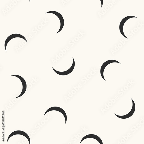 Seamless trendy feshion pattern with black moons. Vector simple minimalistic background