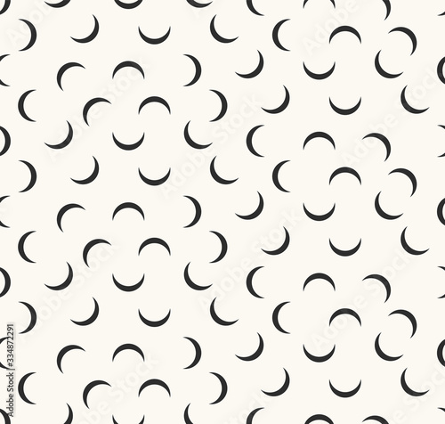 Seamless trendy feshion pattern with black moons. Vector simple minimalistic background