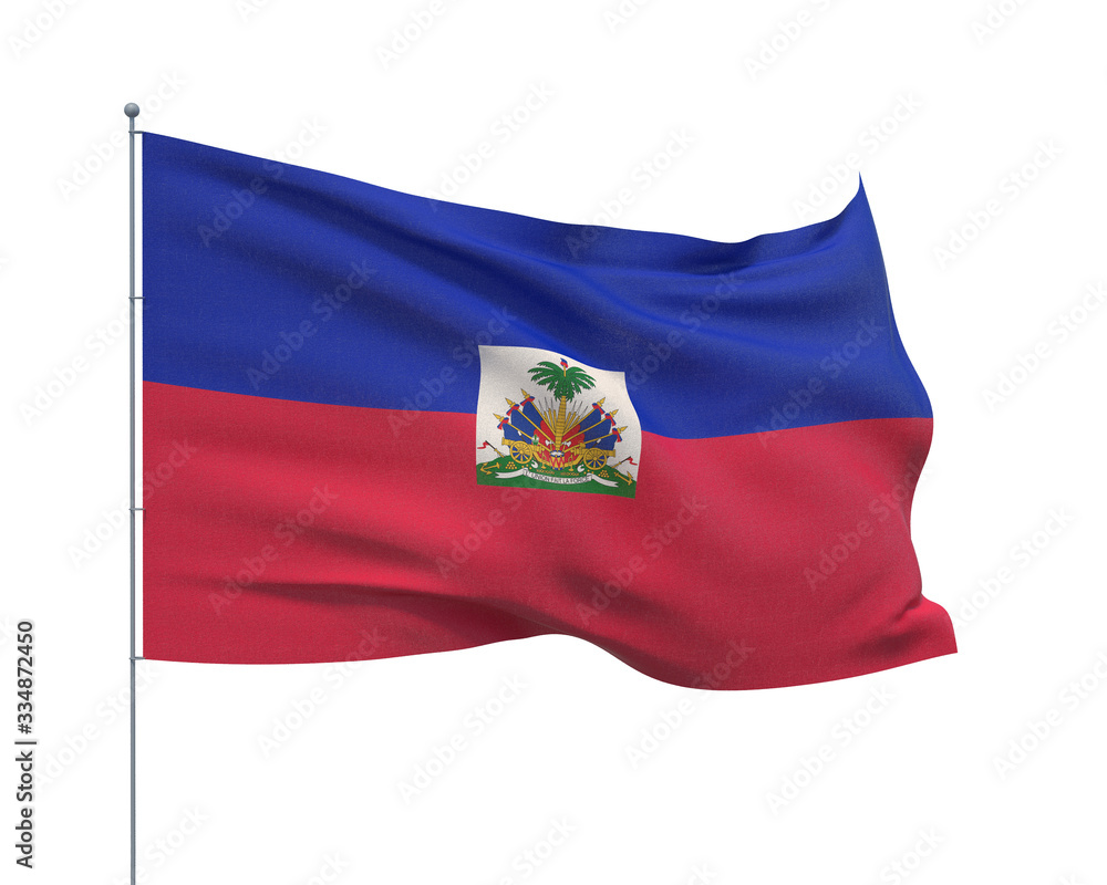 Waving flags of the world - flag of Haiti. Isolated on WHITE background 3D illustration. Waving flags of the world - flag of Haiti. Isolated on WHITE background 3D illustration.
