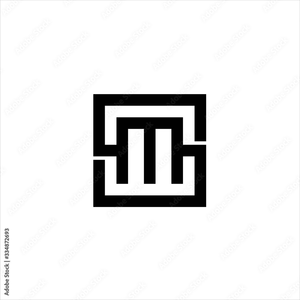 Letter M logo,Square shape symbol,Digital