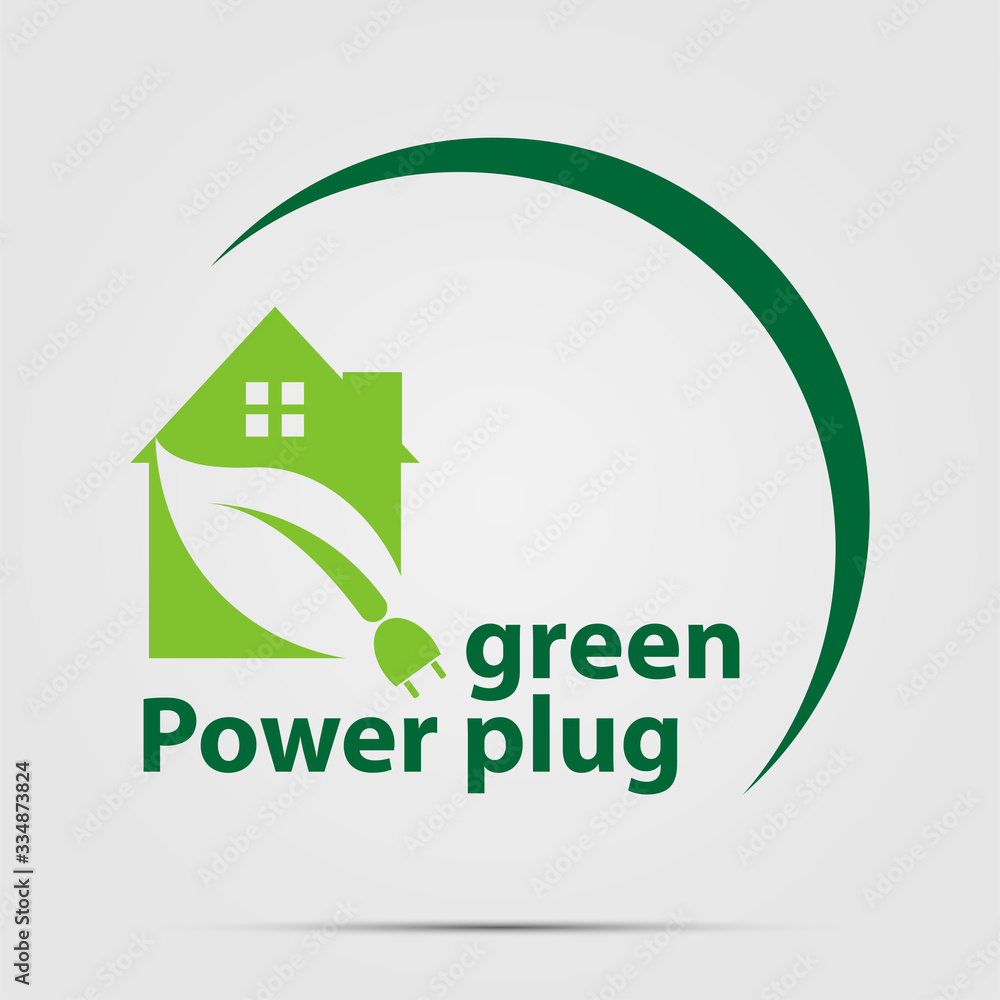 Ecology Power plug green logo icon design template Ecology Power plug green logo icon design template