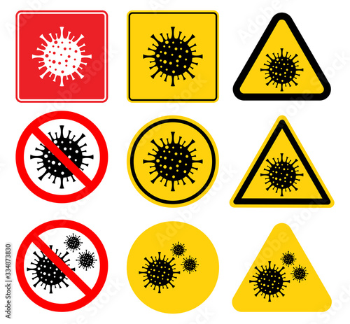Warning sign,caution outbreak coronavirus covid 19