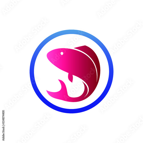 Fish with circle logo design vector