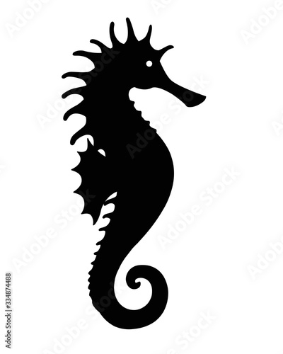 Seahorse - Ocean inhabitant - Silhouette for logo or pictogram. Fish seahorse black silhouette icon for your logo