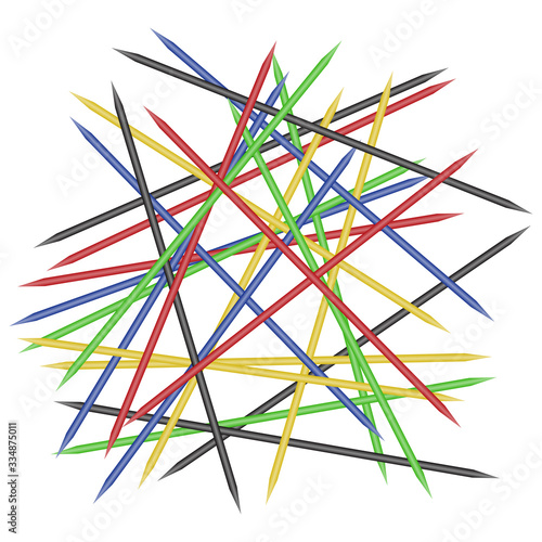 Pick-up sticks game in color photo