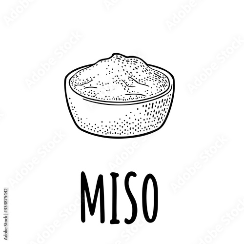 Miso. Vector black vintage engraving illustration isolated on white background