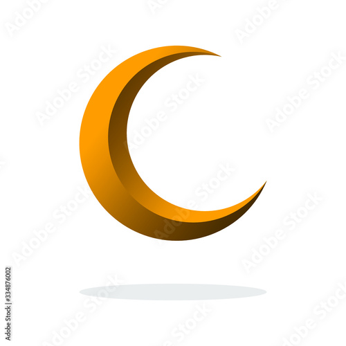 crescent moon icon logo design vector