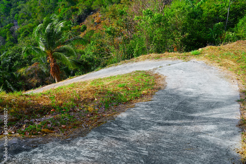 Fototapeta Naklejka Na Ścianę i Meble -  Tropical country road mountain serpantin. The road swing in the rain forest.