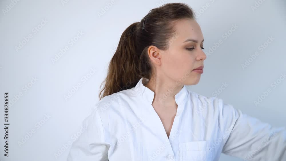 Funny doctor woman celebrates victory over coronavirus covid-19 Funny doctor woman celebrates victory over coronavirus covid-19