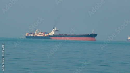Wallpaper Mural Long shot of oil tankers and container cargo ships in the sea of Hormuz strait in Persian Gulf Iran Torontodigital.ca