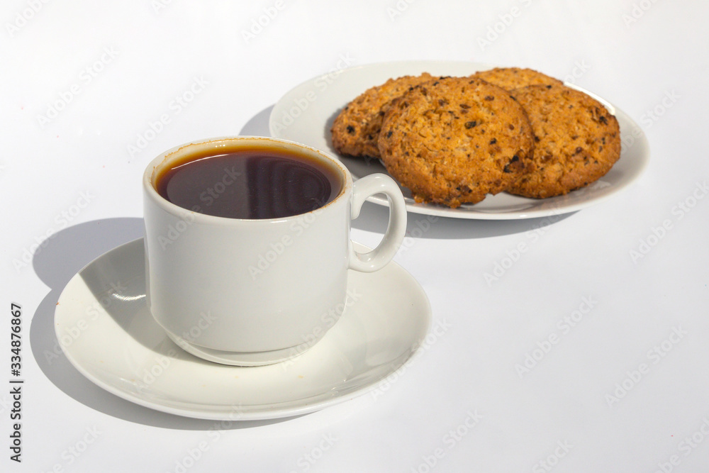 Espresso coffee and biscuits breakfast outdoors Espresso coffee and biscuits breakfast outdoors