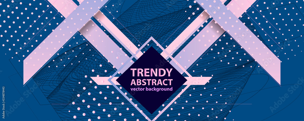 Naklejka premium Abstract background futuristic elements on Classic Blue color banner geometric blue