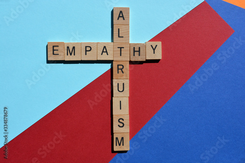 Altruism and empathy, crossword on colorful background