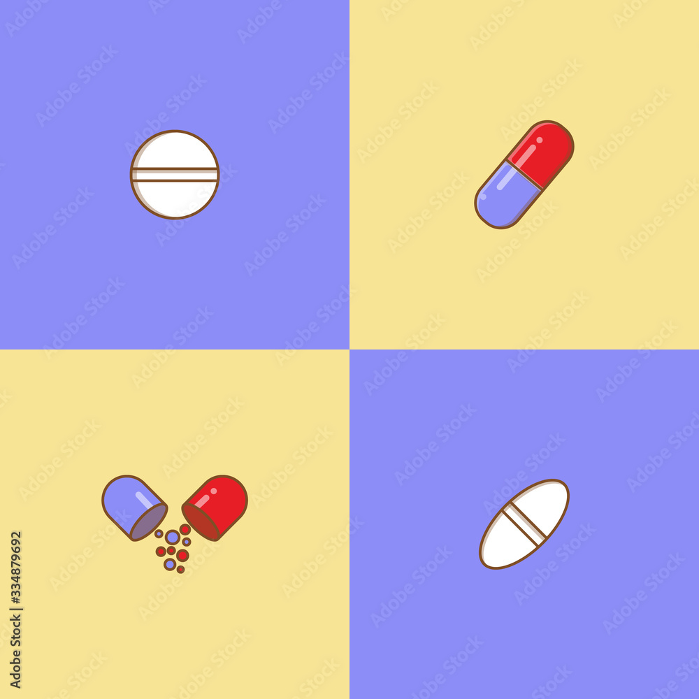 Fototapeta premium Cute Medicine Cartoon Package Vector Icon Illustration. Health And Medical Icon Concept. Flat Cartoon Style Vol. 1