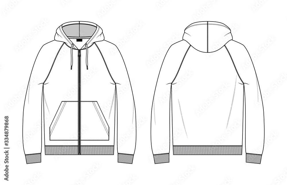 Zip Through Raglan Hoodie Stock Vector Adobe Stock