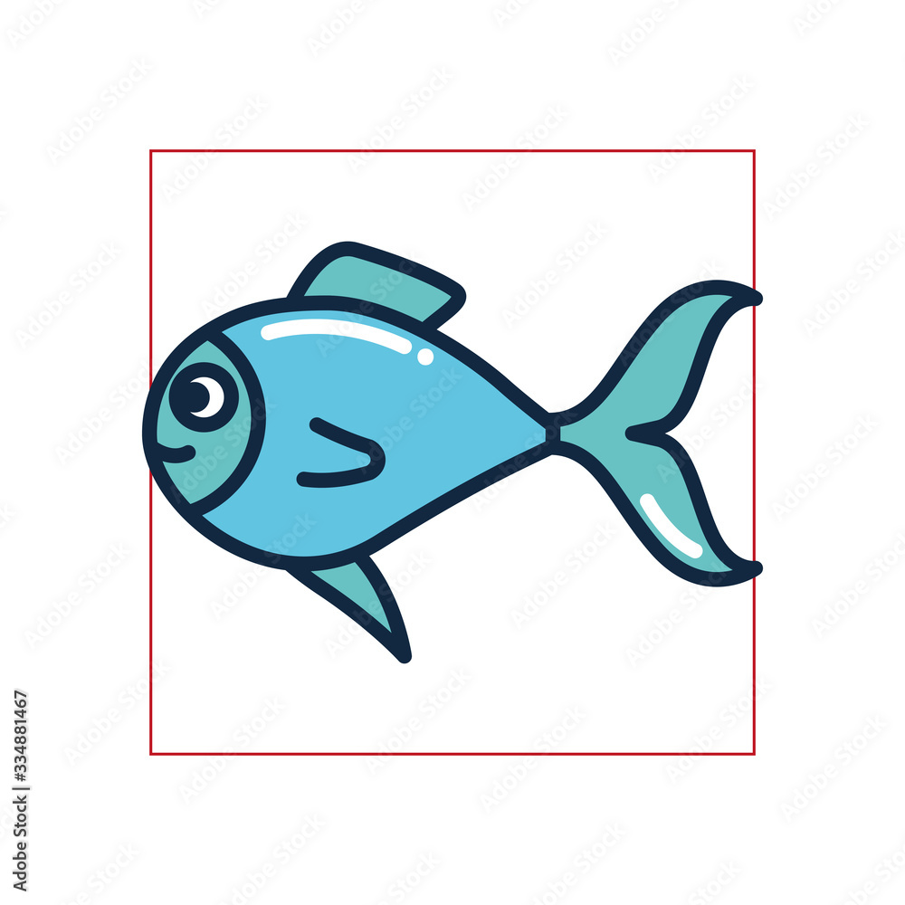 Obraz premium Isolated fish fill style icon vector design