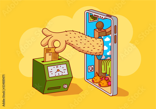 Teletrabajo desde casa ilustración vectorial