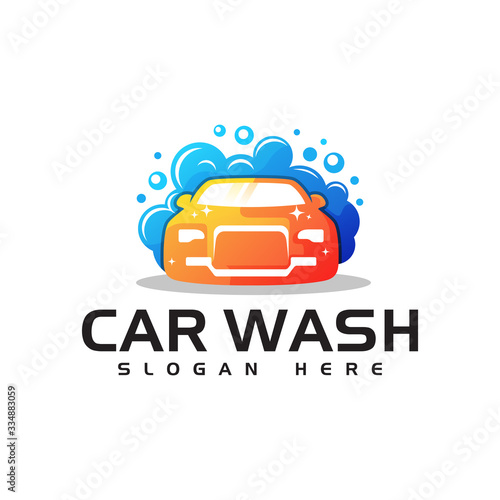 awesome car wash gradient logo, fresh car sport logo design vector template