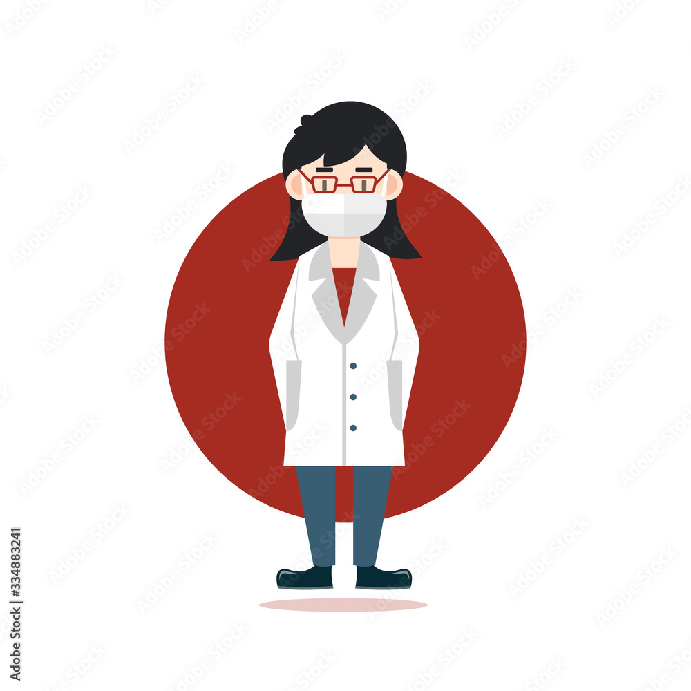 Doctor Female Vector 2020 Style Flat With Masks & Glasses Doctor Female Vector 2020 Style Flat With Masks & Glasses
