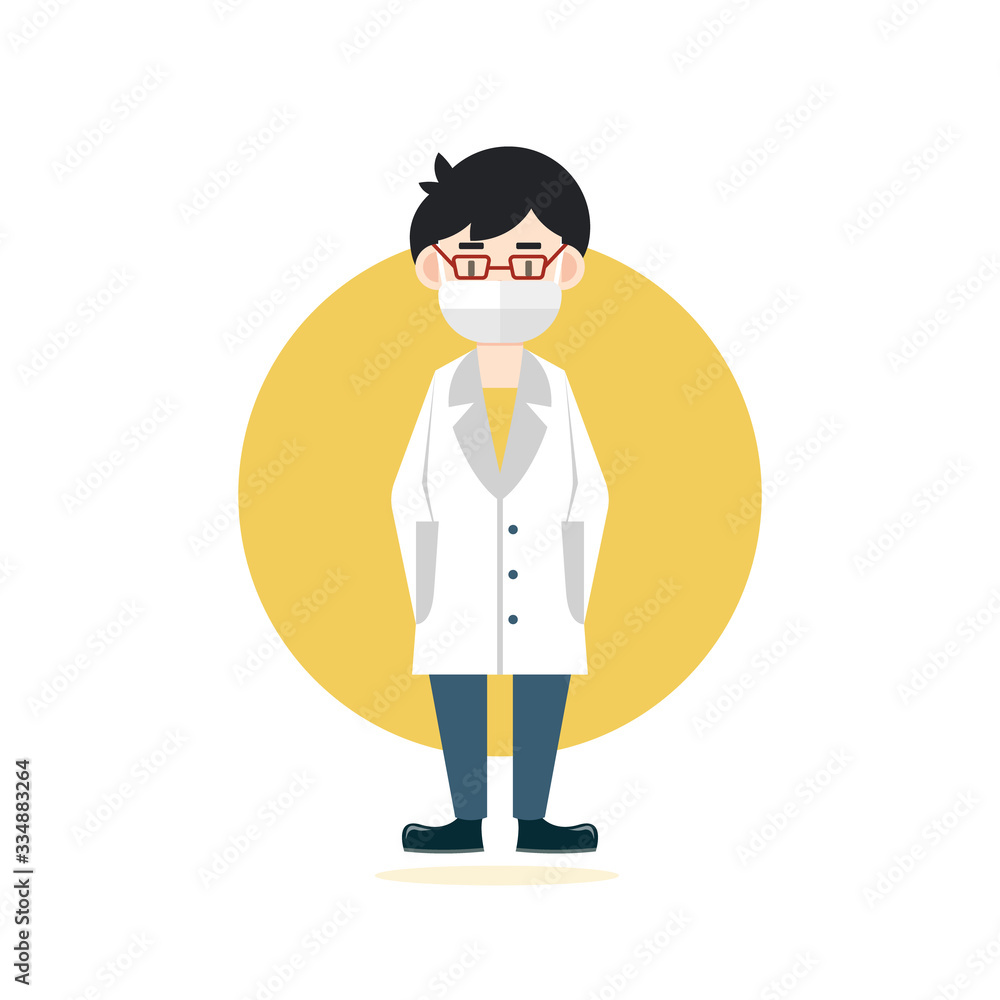Doctor Male Vector 2020 Style Flat With Masks & Glasses Doctor Male Vector 2020 Style Flat With Masks & Glasses