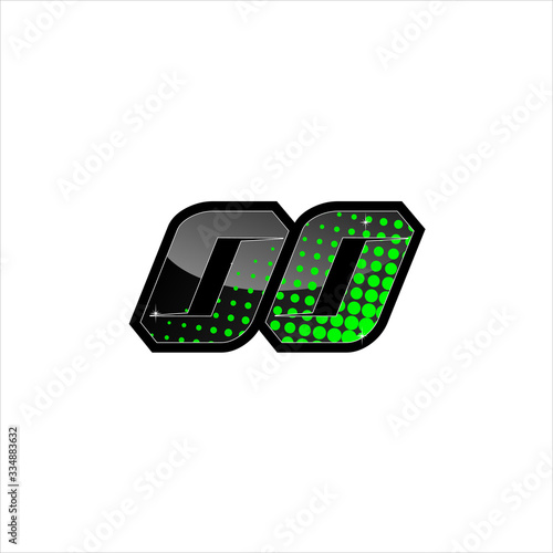 Vector Racing number 00, start racing number, sport race number with green black color and halftone dots style isolated on white background