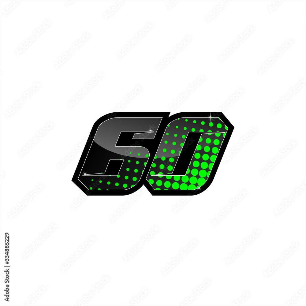 Vector Racing number 60, start racing number, sport race number with green black color and halftone dots style isolated on white background Vector Racing number 60, start racing number, sport race number with green black color and halftone dots style isolated on white background